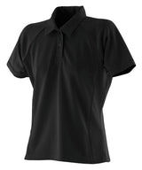 Women's piped performance polo — Black/Black