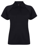 Women's piped performance polo — Navy/Navy
