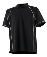 Kids piped performance polo — Black/White†