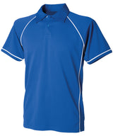 Kids piped performance polo — Royal/White