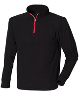 ¼ zip long sleeve fleece piped — Black/Red/White