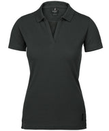 Women’s Harvard v-neck – stretch deluxe polo — Charcoal