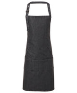 Jeans stitch bib apron — Black Denim