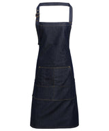 Jeans stitch bib apron — Indigo Denim