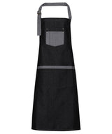 Domain contrast denim bib apron — Black Denim