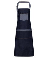 Domain contrast denim bib apron — Indigo Denim