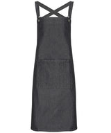 Cross back 'barista' bib apron — Black Denim
