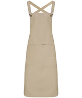 Cross back 'barista' bib apron — Khaki