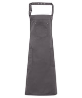 Chino cotton bib apron — Steel
