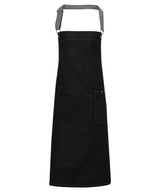 District waxed-look denim bib apron — Black Denim