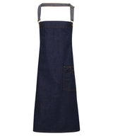 District waxed-look denim bib apron — Indigo Denim