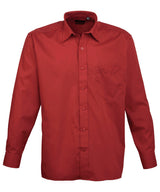 Long sleeve poplin shirt — Burgundy*
