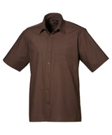 Short sleeve poplin shirt — Brown