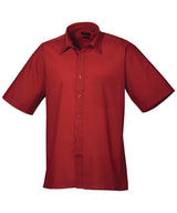 Short sleeve poplin shirt — Burgundy*