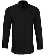 Poplin fitted long sleeve shirt — Black