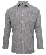 Microcheck (Gingham) long sleeve cotton shirt — Black/White