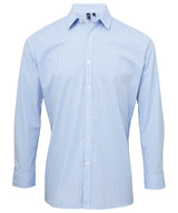 Microcheck (Gingham) long sleeve cotton shirt — Light Blue/White