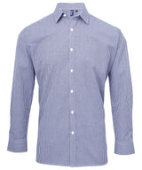 Microcheck (Gingham) long sleeve cotton shirt — Navy/White