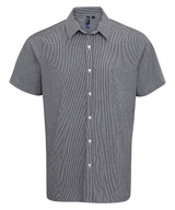 Microcheck (Gingham) short sleeve cotton shirt — Black/White