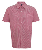 Microcheck (Gingham) short sleeve cotton shirt — Red/White