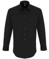 Stretch fit cotton poplin long sleeve shirt — Black