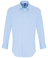 Stretch fit cotton poplin long sleeve shirt — Pale Blue