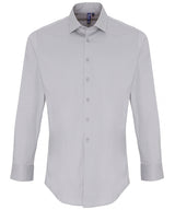 Stretch fit cotton poplin long sleeve shirt — Silver