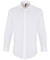 Stretch fit cotton poplin long sleeve shirt — White