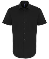 Stretch fit cotton poplin short sleeve shirt — Black