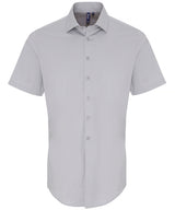 Stretch fit cotton poplin short sleeve shirt — Silver