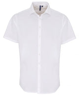Stretch fit cotton poplin short sleeve shirt — White