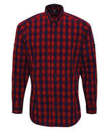 Mulligan check cotton long sleeve shirt — Red/Navy