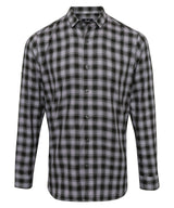 Mulligan check cotton long sleeve shirt — Steel/Black