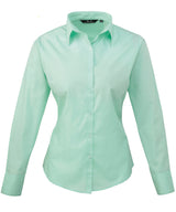 Women's poplin long sleeve blouse — Aqua