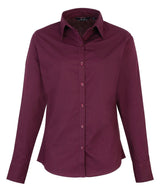 Women's poplin long sleeve blouse — Aubergine