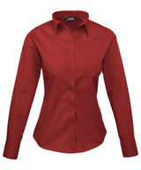 Women's poplin long sleeve blouse — Burgundy*