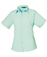 Women's short sleeve poplin blouse — Aqua