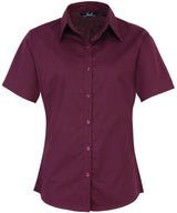 Women's short sleeve poplin blouse — Aubergine