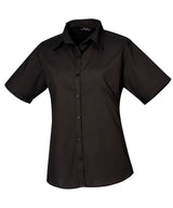 Women's short sleeve poplin blouse — Black*