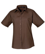 Women's short sleeve poplin blouse — Brown