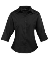 Women's ¾ sleeve poplin blouse — Black