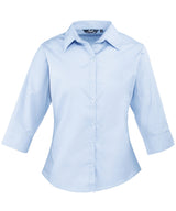 Women's ¾ sleeve poplin blouse — Light Blue