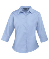 Women's ¾ sleeve poplin blouse — Mid Blue
