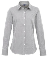 Women's Microcheck (Gingham) long sleeve cotton shirt — Black/White
