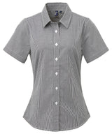 Women's Microcheck (Gingham) short sleeve cotton shirt — Black/White