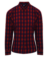 Women's Mulligan check cotton long sleeve shirt — Red/Navy