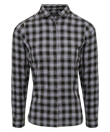 Women's Mulligan check cotton long sleeve shirt — Steel/Black