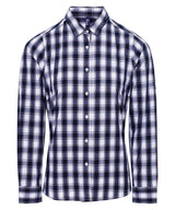 Women's Mulligan check cotton long sleeve shirt — White/Navy