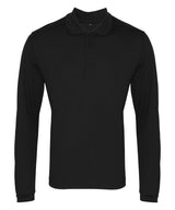 Long sleeve Coolchecker® piqué polo — Black