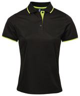 Women's contrast Coolchecker® polo — Black/Lime